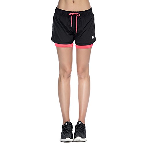 CtopoGo Pantalones Cortos de Deporte 2 en 1 para Mujer Pantalones Cortos Deportivo de Yoga para Hacer Ejercicio Pantalones Cortos para Deporte al Aire Libre Respirable