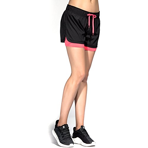 CtopoGo Pantalones Cortos de Deporte 2 en 1 para Mujer Pantalones Cortos Deportivo de Yoga para Hacer Ejercicio Pantalones Cortos para Deporte al Aire Libre Respirable