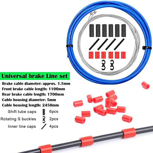 CTRICALVER Cable de freno de bicicleta y vivienda, Conjunto de cables de freno de bicicleta de montaña, Cables de freno de bicicleta universales para MTB/bicicleta de carretera (azul)
