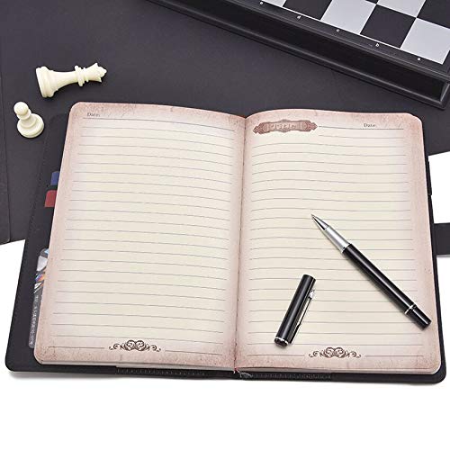 Cuaderno de piel sintética A5, con contraseña para portátil, con candado numérico, diario de bocetos para oficina, viaje, regalo (gris)