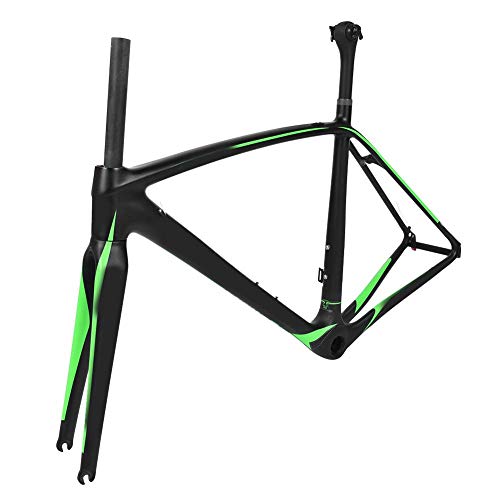 Cuadro de Bicicleta, 700C Cuadro Completo de Fibra de Carbono Cuadro de Bicicleta de Carretera Horquilla Delantera Poste del Asiento Accesorios de Ciclismo de Eje Medio