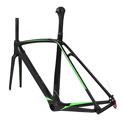 Cuadro de Bicicleta, 700C Cuadro Completo de Fibra de Carbono Cuadro de Bicicleta de Carretera Horquilla Delantera Poste del Asiento Accesorios de Ciclismo de Eje Medio