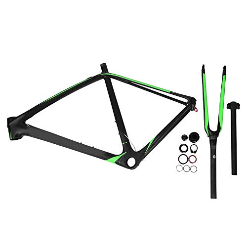 Cuadro de Bicicleta, 700C Cuadro Completo de Fibra de Carbono Cuadro de Bicicleta de Carretera Horquilla Delantera Poste del Asiento Accesorios de Ciclismo de Eje Medio