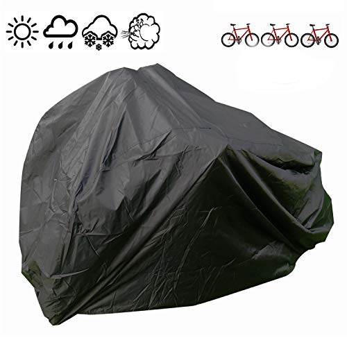 Cubierta de Bicicleta Impermeable Portátil Ligero para Exterior Interior de Almacenamiento 3 Bicicletas FUCNEN Heavy Duty Funda para Bicicleta Anti Polvo Lluvia Nieve Viento UV Protección