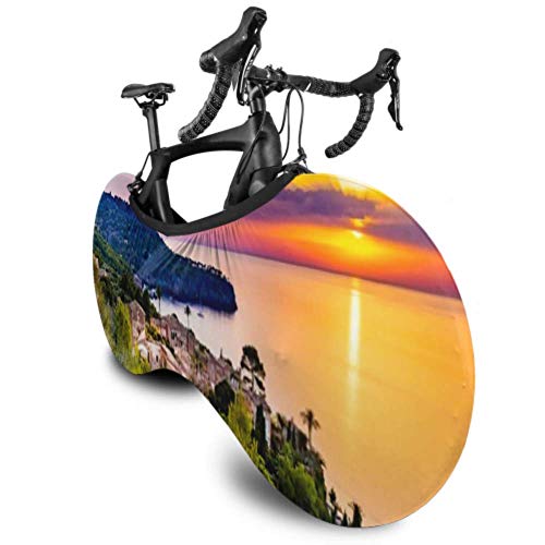 Cubierta de rueda de bicicleta Hermosa puesta de sol Costa Mallorca Isla España Antipolvo Bicicleta Bolsa de almacenamiento en interiores Paquete de neumáticos de alta elasticidad lavable y resisten