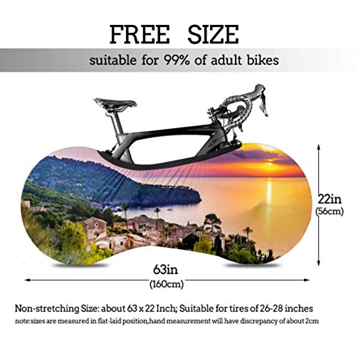 Cubierta de rueda de bicicleta Hermosa puesta de sol Costa Mallorca Isla España Antipolvo Bicicleta Bolsa de almacenamiento en interiores Paquete de neumáticos de alta elasticidad lavable y resisten