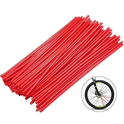 Cubiertas de Spoke Skins Motocicleta Motocross, Diealles 72Pcs Spoke Skins Cubierta del Radio de Rueda de Motocicleta para Motocross Bicis de la Suciedad - Rojo