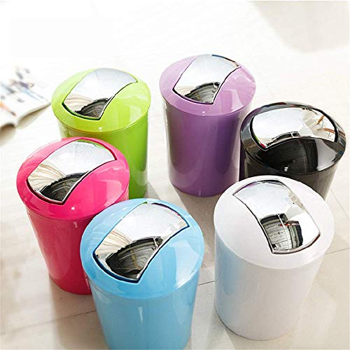 Cubo de Basura de Basura Cubo de Basura pequeño de plástico Cubo de Basura Contenedor de Basura con Tapa para baño Cocina hogar Oficina Dormitorio habitación para niños Paquete de 2 (Color: C4 *