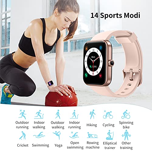 CUBOT ID206 Smartwatch, Reloj Inteligente Fitness Pantalla 1,69 Pulgadas Integrado con Alexa, Reloj Deportivo, Monitor de sueño, Reloj Resistente al Agua 5ATM para Mujeres y Hombres, Rosado