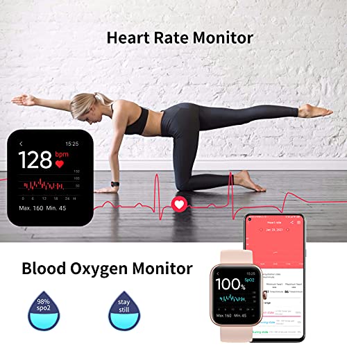 CUBOT ID206 Smartwatch, Reloj Inteligente Fitness Pantalla 1,69 Pulgadas Integrado con Alexa, Reloj Deportivo, Monitor de sueño, Reloj Resistente al Agua 5ATM para Mujeres y Hombres, Rosado