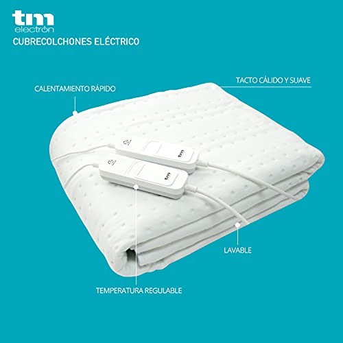 Cubre colchones calientacamas eléctrico para cama individual 60W con 3 niveles de temperatura y apagado automático. Tamaño 160x140 cm.