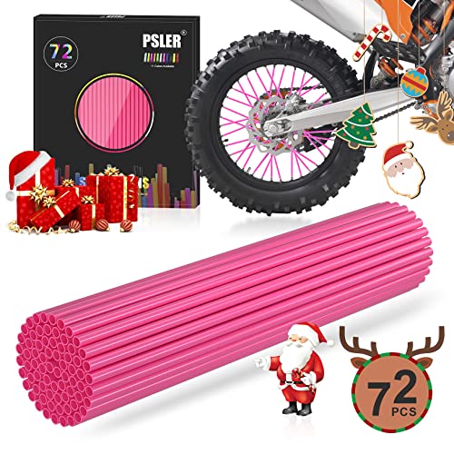 Cubre Radios, PSLER® 72 Piezas Rosa Spoke Skins Cubiertas Llanta Rueda Trim Wrap Cover Decoración Protector Tubo Motocicleta Motocross Pit Dirtbike