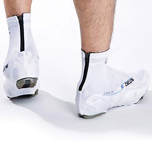 Cubrezapatillas de Ciclismo para Bicicleta, Invierno Cubrezapatillas de Neopreno para Bicicleta de Carretera Cálido Impermeable Resistente al Viento Abrigos de Ciclismo Polainas (White,EU40-UK7)