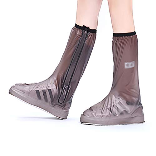 Cubrezapatos largo antideslizante con hebilla, cubrebotas impermeable reutilizables para mujeres que caminan en bicicleta marrón marrón S(35-36)