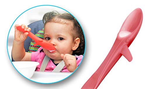 Cuchara"Ballena" especial para bebés y niños, evita que la comida se derrame, ideal para autoalimentación y BLW, suave y segura, silicona de grado alimenticio. Una Whale-Spoon marca INVENTO en Rosa