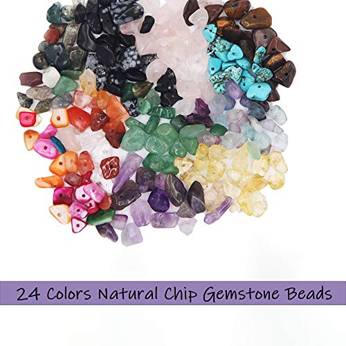 Cuentas de Piedras Preciosas en Forma de Chip, Grava de Forma Irregular Natural, Piedra de Cristal Suelta con Cristales Curativos de Forma Libre Triturados para la Labricación de Joyas (24 Colores)