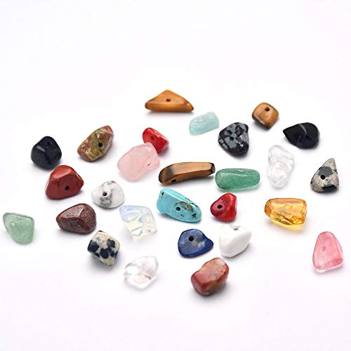 Cuentas de Piedras Preciosas en Forma de Chip, Grava de Forma Irregular Natural, Piedra de Cristal Suelta con Cristales Curativos de Forma Libre Triturados para la Labricación de Joyas (24 Colores)