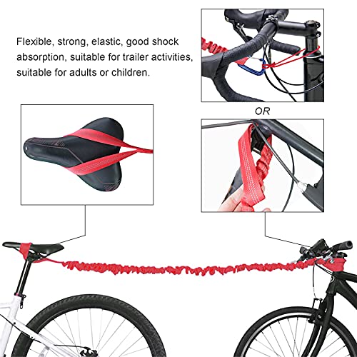 Cuerda de Remolque de Bicicleta para Padres e Hijos,Niños Ciclismo,MTB,Correa Tracción de Perro Elástica de Nailon (Rojo)