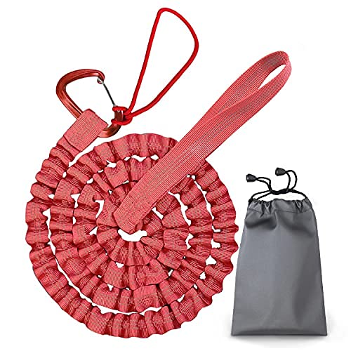 Cuerda de Remolque de Bicicleta para Padres e Hijos,Niños Ciclismo,MTB,Correa Tracción de Perro Elástica de Nailon (Rojo)