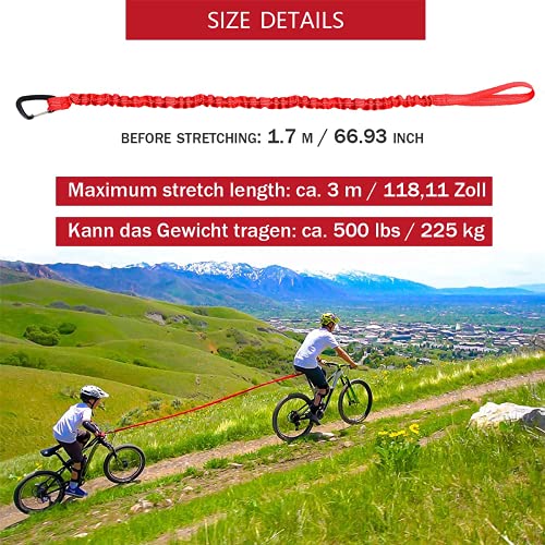 Cuerda De Remolque Elástica Para MTB, Cuerda De Nailon, Bloqueo Seguro, Resistente, Elástico Hasta 10 Pies, Se Adapta A Cualquier Bicicleta Para Niños, Adultos, Escaladas, Paseos Familiares,3M