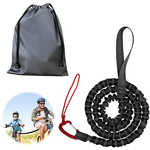 Cuerda de Remolque para Niños, 3 M Cuerda de Remolque para Bicicleta Infantil con Mosquetón Y Bolsa de Almacenamiento, Negra Cuerda de Tracción Para Niños para Todas Las Bicicletas de Montaña