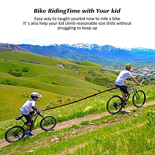 Cuerda de Remolque para Niños, 3 M Cuerda de Remolque para Bicicleta Infantil con Mosquetón Y Bolsa de Almacenamiento, Negra Cuerda de Tracción Para Niños para Todas Las Bicicletas de Montaña