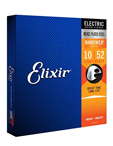 Cuerdas para guitarra eléctrica Elixir Strings con recubrimiento NANOWEB, calibre ligero/pesado (.010-.052)