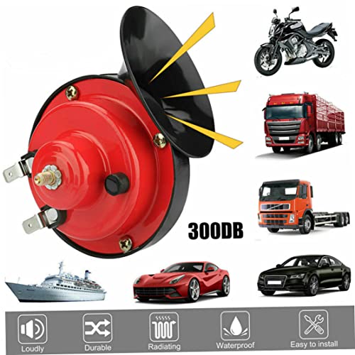 Cuerno de carrocería de caracol Kit de cuerno Cuerno de motocicleta Cuerno eléctrico 12V 120dB Súper ruidosos cuernos para camiones Coches Bikes Boats Negro Rojo 2 unids para el hogar Electrónica