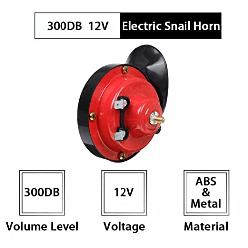 Cuerno de carrocería de caracol Kit de cuerno Cuerno de motocicleta Cuerno eléctrico 12V 120dB Súper ruidosos cuernos para camiones Coches Bikes Boats Negro Rojo 2 unids para el hogar Electrónica