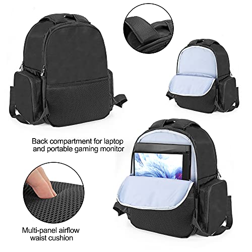 CURMIO Mochilla para Consola de Juegos Compatible con PS5, PS4 and PS4 Pro, Bolsa Consola, Funda Transporte para PS5, Controladores, Juegos y Accesorios, Negro(Sola Bolsa, Diseño de Patentes)