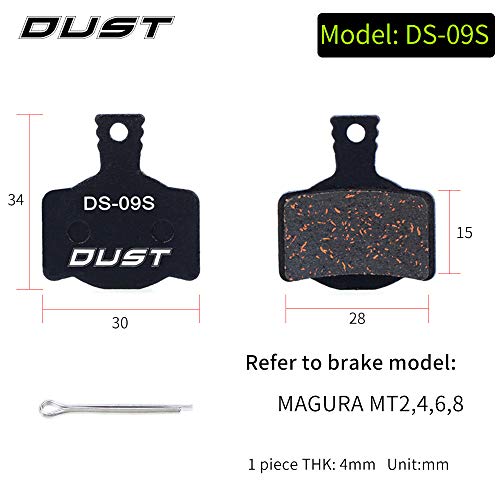 CYCEARTH 4 Pares de Pastillas de Freno de Disco de Bicicleta para Magura MT2 MT4 MT6 MT8 (Semi-Metallic)