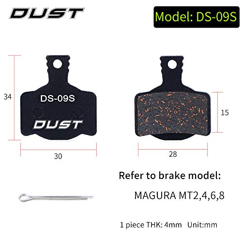 CYCEARTH 4 Pares de Pastillas de Freno de Disco de Bicicleta para Magura MT2 MT4 MT6 MT8 (Semi-Metallic)