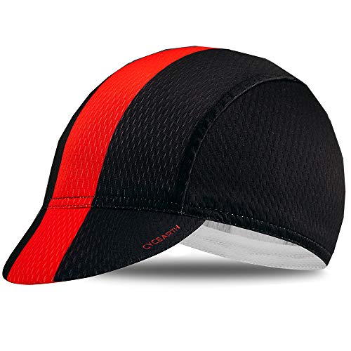 CYCEARTH Ciclismo Sun Cap Plopolyester transpirable sombrero de béisbol para hombres Awsome motocicleta Caps, Negro + rojo, talla única