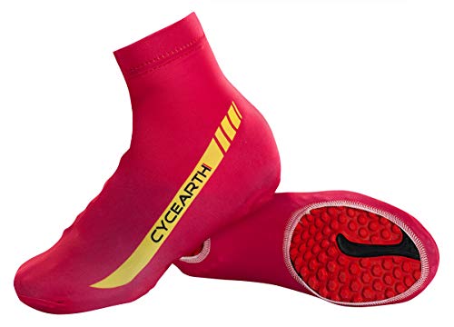 CYCEARTH Cycling Shoe Covers Men Bike Bicycle Overshoes (Red,Medium)