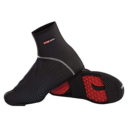 CYCEARTH Zapatillas de bicicleta Cubiertas MTB Ciclismo Overshoes Impermeable a prueba de viento Caliente Polar Negro