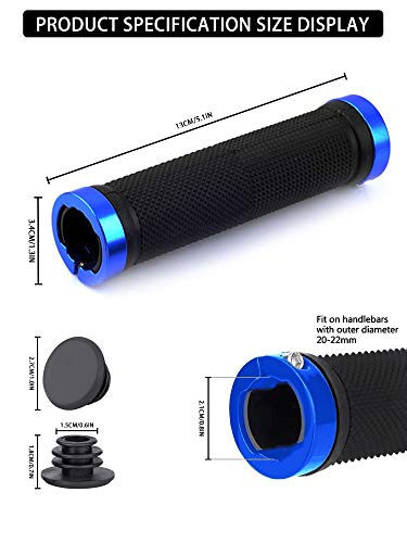 CYchen Puños Bicicleta Ergonomicos Silicona Manillar Espuma Bicis Manillares Manguitos con Fixie Atornillables y Tapones, para Bici de Montaña MTB BMX Scooter (Azul)