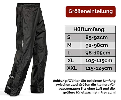 CYCLEHERO Pantalones de lluvia para ciclismo (parte inferior de tamaños) – Pantalones impermeables para hombre con elementos reflectantes – Hombre, Negro , extra-large