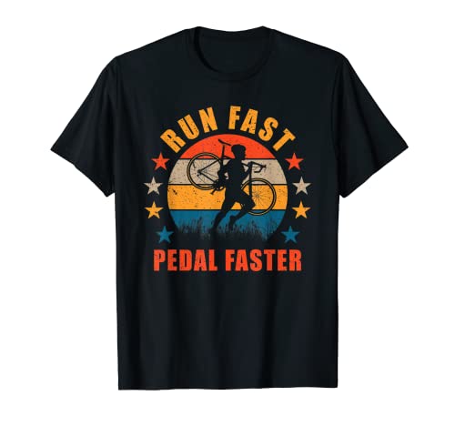 Cyclocross Run Fast Pedal Faster Ciclista de Gravel Bike Camiseta