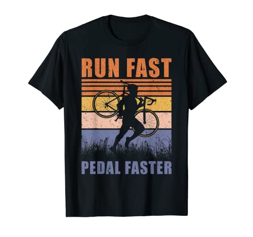 Cyclocross Run Fast Pedal Faster Ciclista de Gravel Bike Camiseta