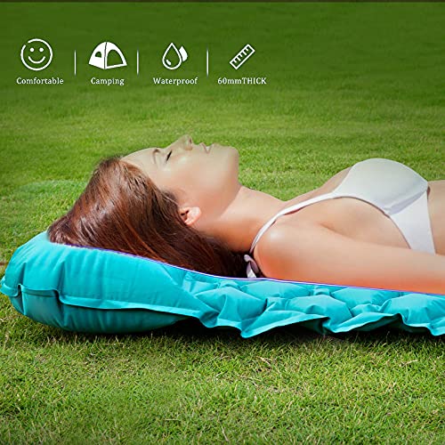 Czemo Esterilla Camping Autoinflable Portátil y Plegable Colchoneta de Camping Inflables con Almohada Colchón de Aire para Dormir Esterilla Hinchable Ligera para Mochilero, Senderismo