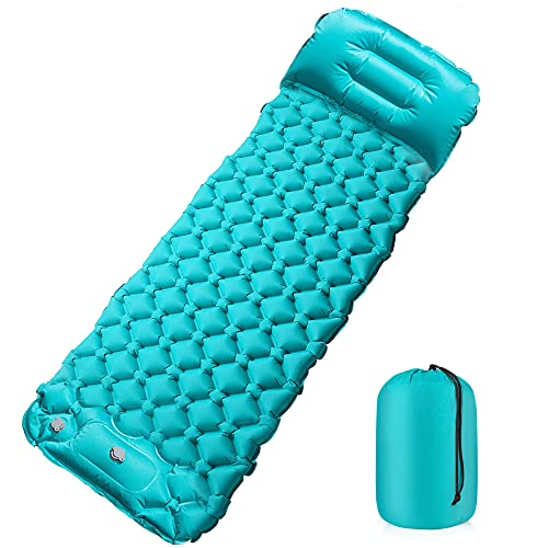 Czemo Esterilla Camping Autoinflable Portátil y Plegable Colchoneta de Camping Inflables con Almohada Colchón de Aire para Dormir Esterilla Hinchable Ligera para Mochilero, Senderismo