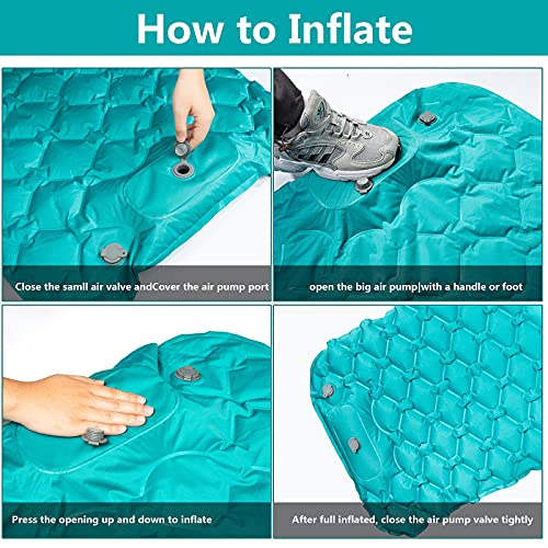 Czemo Esterilla Camping Autoinflable Portátil y Plegable Colchoneta de Camping Inflables con Almohada Colchón de Aire para Dormir Esterilla Hinchable Ligera para Mochilero, Senderismo