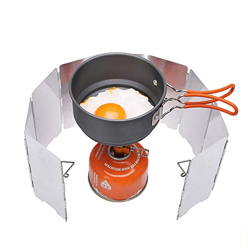 D-Orange Parabrisas Plegable Camping, 10 Placas Al Aire Libre Camping Estufa Parabrisas, Parabrisas de Viento de Aleación De Aluminio para Estufa de Gas al aire libre, 85 x 24 cm, Plata