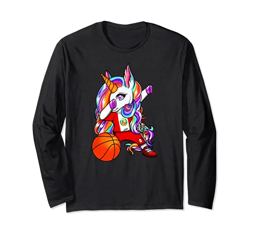 Dabbing Unicornio Perú Baloncesto Bandera Peruana Deporte Manga Larga