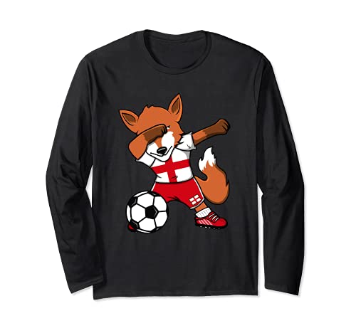 Dabbing Zorro Fox Inglaterra Fútbol Bandera Inglesa Deporte Manga Larga