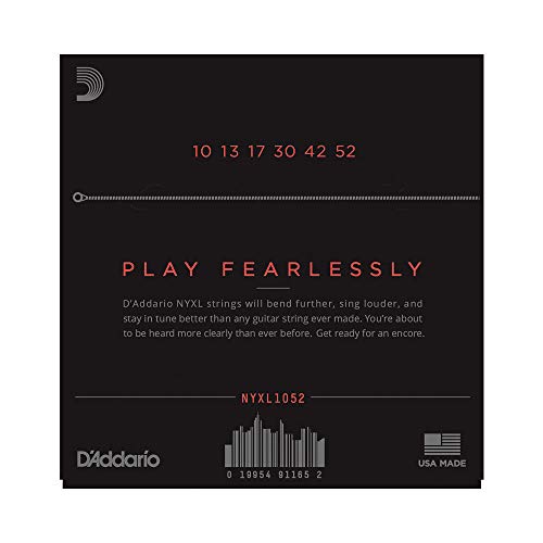 D'Addario Cuerdas Guitarra Electrica | Cuerdas de Guitarra | Cuerdas para Guitarra Eléctrica | NYXL1052 Nickel Wound, Light Top / Heavy Bottom, 10-52,