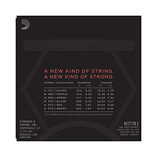 D'Addario Cuerdas Guitarra Electrica | Cuerdas de Guitarra | Cuerdas para Guitarra Eléctrica | NYXL1052 Nickel Wound, Light Top / Heavy Bottom, 10-52,