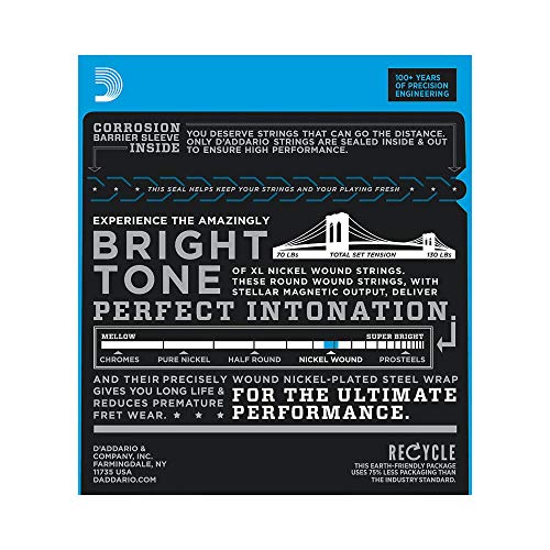 D'Addario Cuerdas Guitarra Electrica | Cuerdas de Guitarra | EXL140 - Juego de cuerdas para guitarra eléctrica de níquel, 010' - 052'