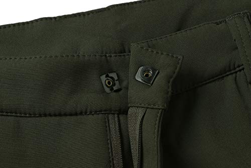 DAFENP Pantalones Trekking Hombre Impermeable Pantalones de Escalada Senderismo Alpinismo Invierno Polar Forrado Aire Libre KZ1662M-ArmyGreen2-L