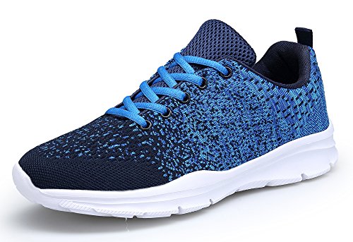DAFENP Zapatillas de Running para Hombre Mujer Zapatos para Correr y Asfalto Aire Libre y Deportes Calzado Ligero Transpirable (Azul, 45)